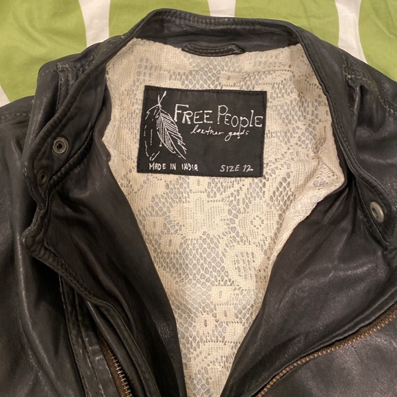 Free People leather cropped moto jacket - Picture 3 of 8